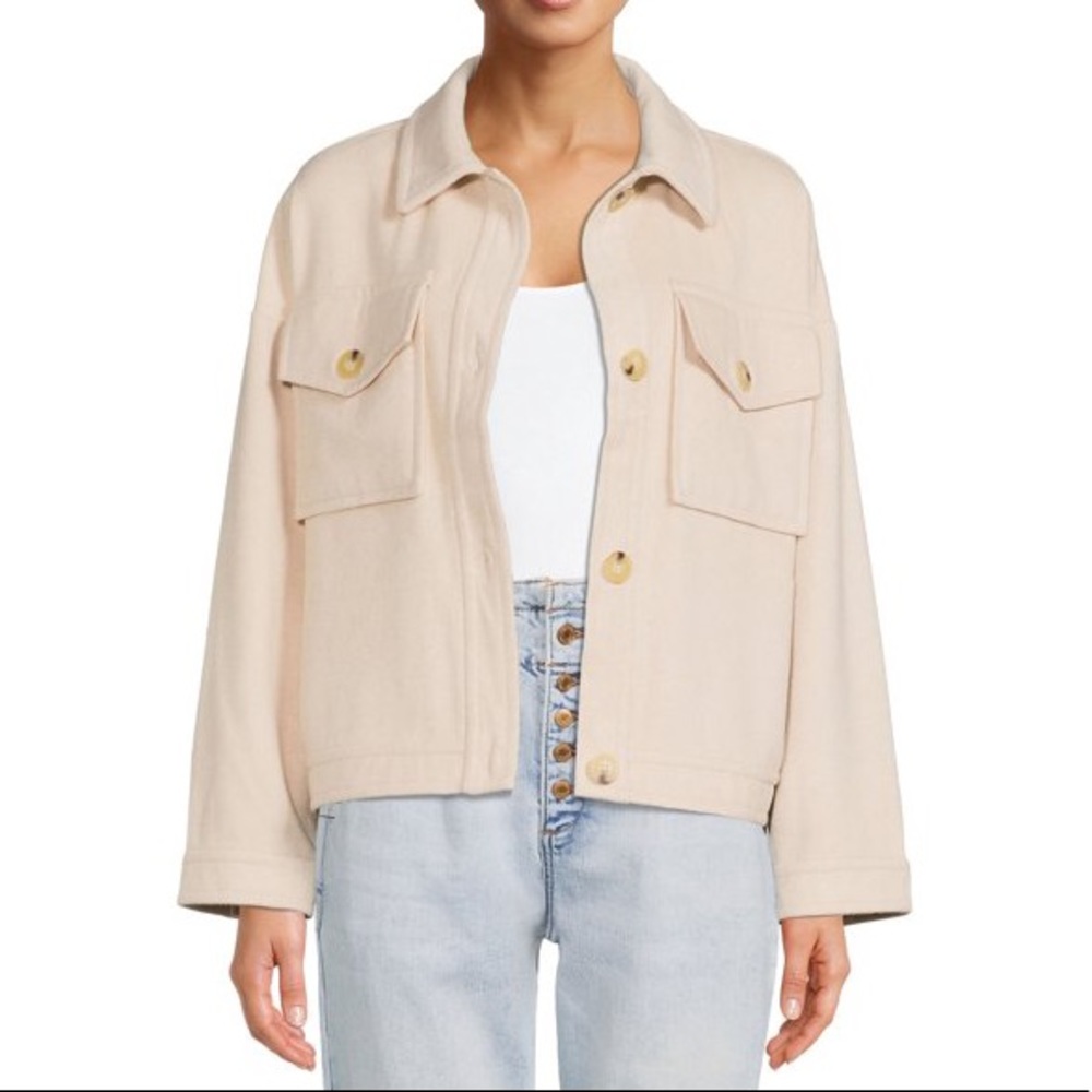 Beige Cropped “Shacket”